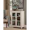 Alaterre Furniture Savannah Pie Safe Cabinet, Ivory with Natural Wood Top ASVA26IVW